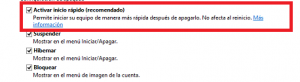 deshabilitar inicio rapido windows 8